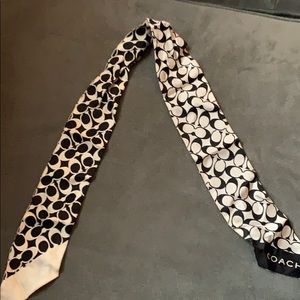 Coach black and white necktie, headband or bag tie